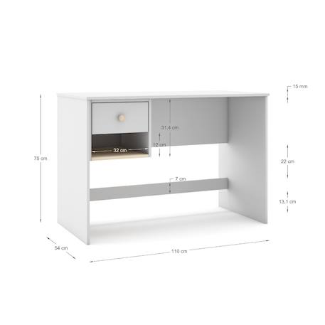 Bureau modulable 1 tiroir - gamme simon Blanc+Vert kaki 3 - vertbaudet enfant 