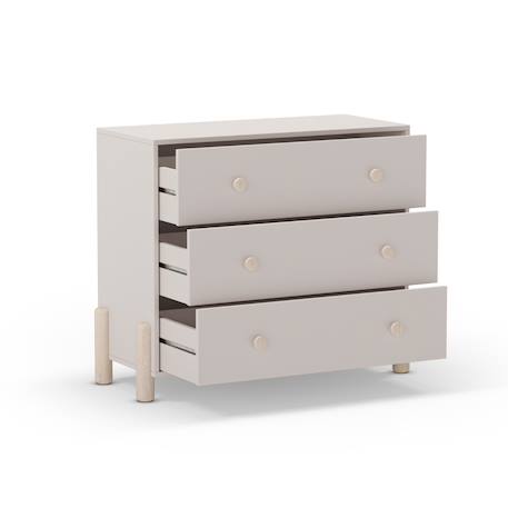 Commode 3 tiroirs - gamme daphné Crème+Vert kaki 5 - vertbaudet enfant 