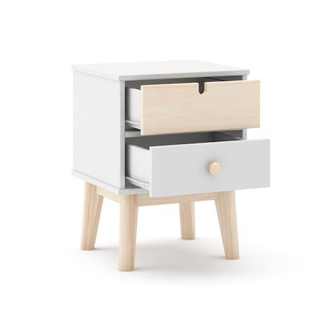 Chevet enfant 2 tiroirs - gamme léonie Blanc+Vert kaki 5 - vertbaudet enfant 