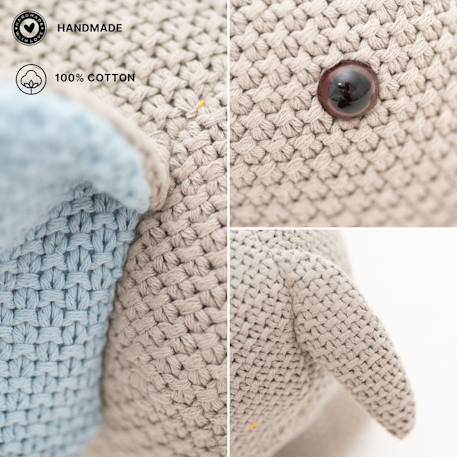 Peluche éléphant mini en coton Grey and blue 4 - vertbaudet enfant 