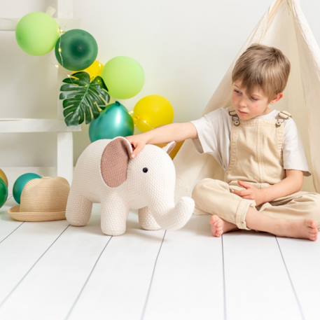Peluche éléphant mini en coton Beige and brown 3 - vertbaudet enfant 