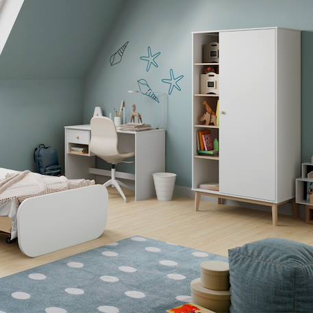 Bureau modulable 1 tiroir - gamme simon Blanc+Vert kaki 1 - vertbaudet enfant 