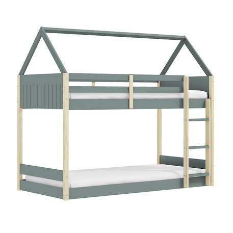 Lits superposés montessori - gamme oscar Blanc+Vert kaki 10 - vertbaudet enfant 