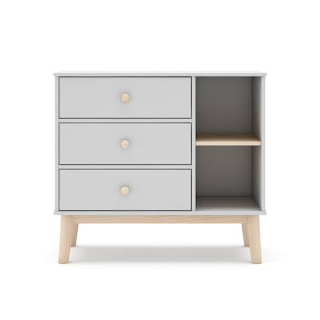 Commode 3 tiroirs et 2 niches - gamme simon Blanc+Vert kaki 2 - vertbaudet enfant 