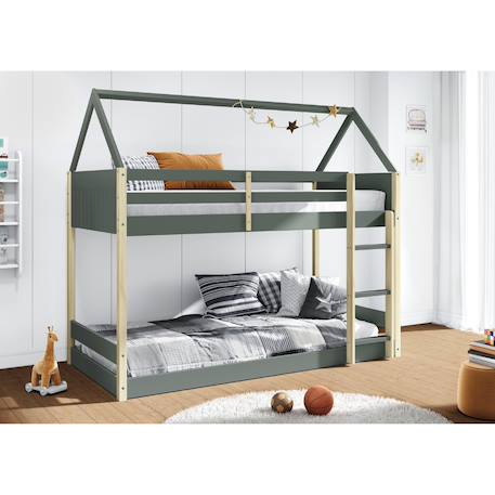 Lits superposés montessori - gamme oscar Blanc+Vert kaki 8 - vertbaudet enfant 
