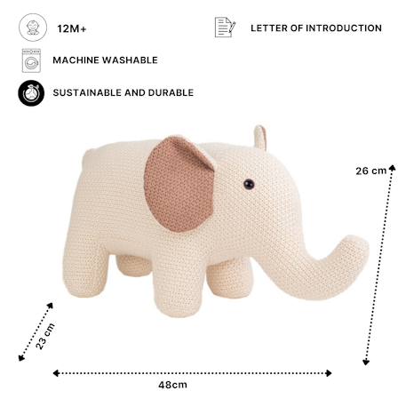 Peluche éléphant mini en coton Beige and brown 6 - vertbaudet enfant 