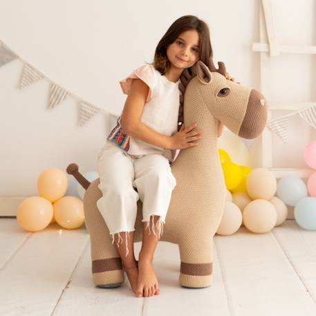 Grande peluche siège d’appoint cheval Dark and light brown 2 - vertbaudet enfant 