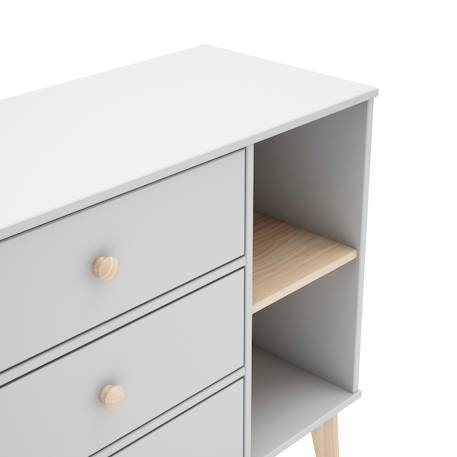 Commode 3 tiroirs et 2 niches - gamme simon Blanc+Vert kaki 5 - vertbaudet enfant 