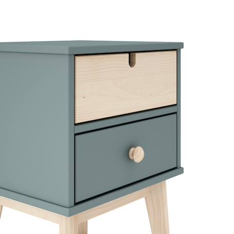 Chevet enfant 2 tiroirs - gamme léonie Blanc+Vert kaki 11 - vertbaudet enfant 