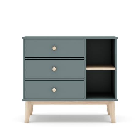 Commode 3 tiroirs et 2 niches - gamme simon Blanc+Vert kaki 8 - vertbaudet enfant 