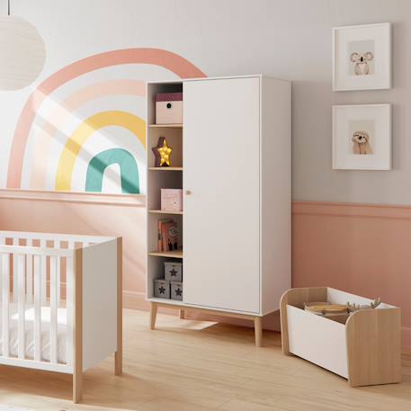 Coffre à jouets 2 niches - gamme simon Blanc+Vert kaki 1 - vertbaudet enfant 