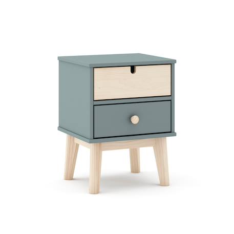 Chevet enfant 2 tiroirs - gamme léonie Blanc+Vert kaki 12 - vertbaudet enfant 