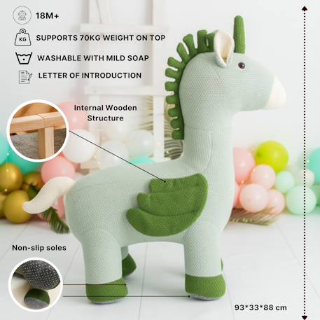 Grande peluche siège d’appoint licorne ailée Light and dark green 4 - vertbaudet enfant 