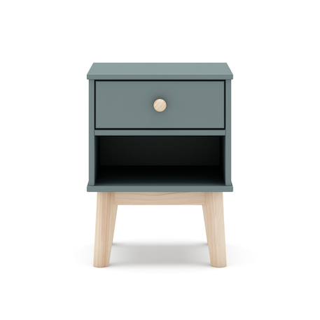 Chevet enfant 1 tiroir - gamme simon Blanc+Vert kaki 8 - vertbaudet enfant 
