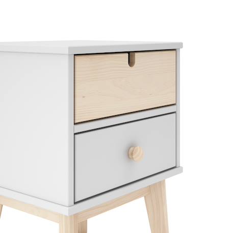 Chevet enfant 2 tiroirs - gamme léonie Blanc+Vert kaki 6 - vertbaudet enfant 