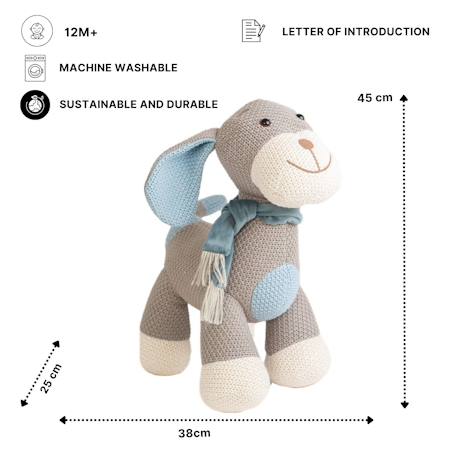 Peluche chien cocker mini en coton Grey and blue 6 - vertbaudet enfant 