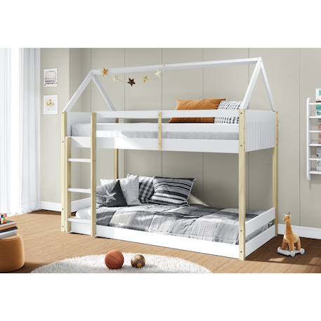 Lits superposés montessori - gamme oscar Blanc+Vert kaki 1 - vertbaudet enfant 