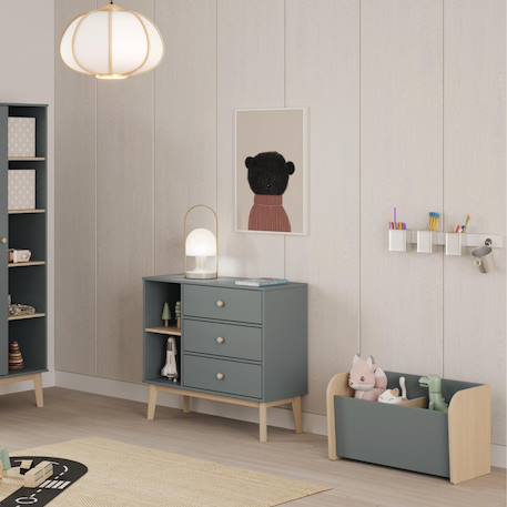 Coffre à jouets 2 niches - gamme simon Blanc+Vert kaki 10 - vertbaudet enfant 