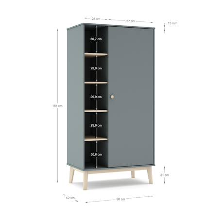 Armoire 5 niches et penderie - gamme simon Blanc+Vert kaki 10 - vertbaudet enfant 
