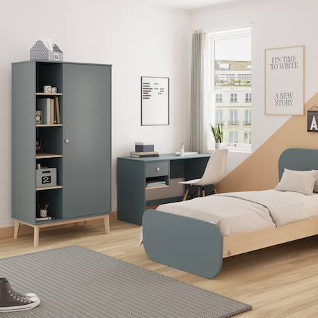 Bureau modulable 1 tiroir - gamme simon Blanc+Vert kaki 7 - vertbaudet enfant 