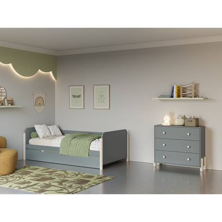 Commode 3 tiroirs - gamme daphné Crème+Vert kaki 9 - vertbaudet enfant 