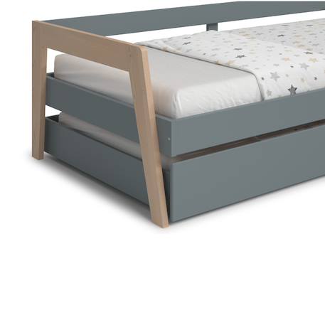 Lit avec tiroir 2 couchages - gamme emy Blanc+Vert kaki 11 - vertbaudet enfant 