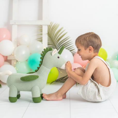 Peluche licorne ailée mini en coton Light and dark green 2 - vertbaudet enfant 
