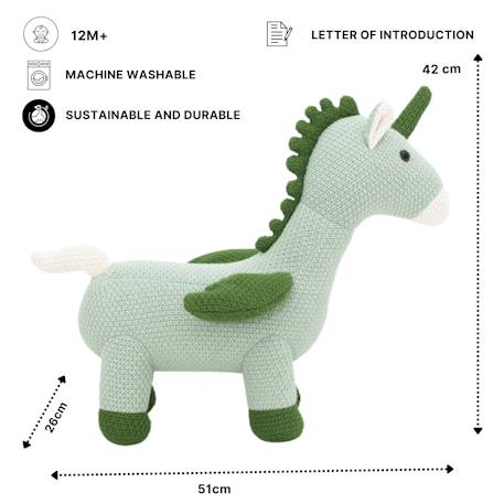Peluche licorne ailée mini en coton Light and dark green 6 - vertbaudet enfant 