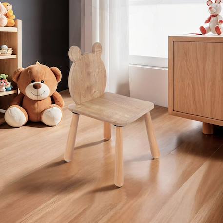 Chaise pour enfant dossier ourson - mael Chêne 1 - vertbaudet enfant 