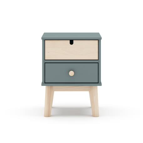 Chevet enfant 2 tiroirs - gamme léonie Blanc+Vert kaki 8 - vertbaudet enfant 