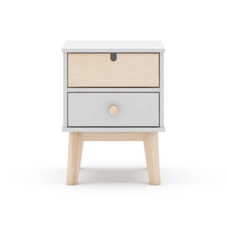 Chevet enfant 2 tiroirs - gamme léonie Blanc+Vert kaki 2 - vertbaudet enfant 
