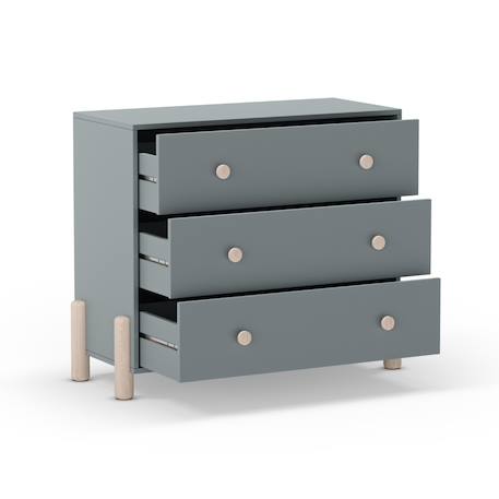 Commode 3 tiroirs - gamme daphné Crème+Vert kaki 11 - vertbaudet enfant 