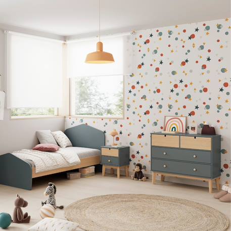 Chevet enfant 2 tiroirs - gamme léonie Blanc+Vert kaki 7 - vertbaudet enfant 