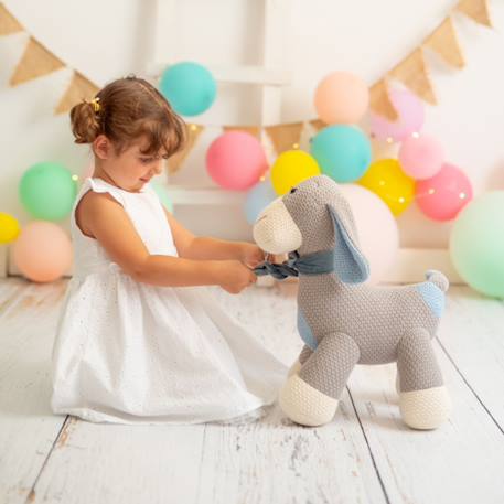 Peluche chien cocker mini en coton Grey and blue 3 - vertbaudet enfant 