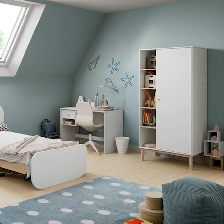 Armoire 5 niches et penderie - gamme simon Blanc+Vert kaki 6 - vertbaudet enfant 