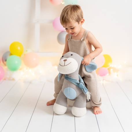 Peluche chien cocker mini en coton Grey and blue 2 - vertbaudet enfant 