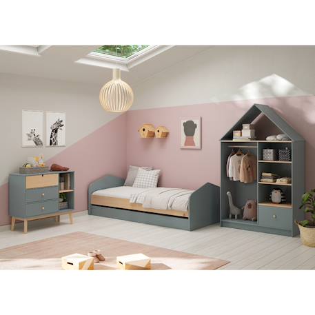 Dressing ouvert forme maison  - gamme léonie Blanc+Vert kaki 9 - vertbaudet enfant 