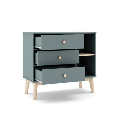 Commode 3 tiroirs et 2 niches - gamme simon Blanc+Vert kaki 12 - vertbaudet enfant 