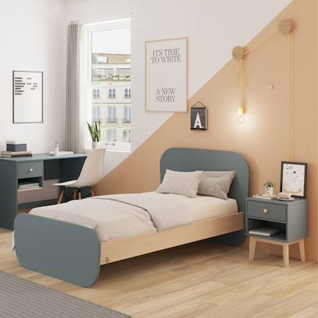 Chevet enfant 1 tiroir - gamme simon Blanc+Vert kaki 7 - vertbaudet enfant 