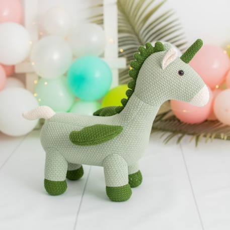 Peluche licorne ailée mini en coton Light and dark green 3 - vertbaudet enfant 