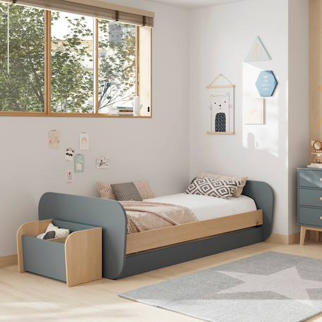 Coffre à jouets 2 niches - gamme simon Blanc+Vert kaki 7 - vertbaudet enfant 