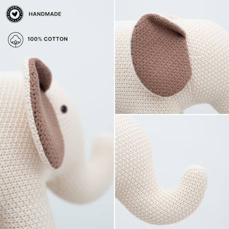 Peluche éléphant mini en coton Beige and brown 4 - vertbaudet enfant 