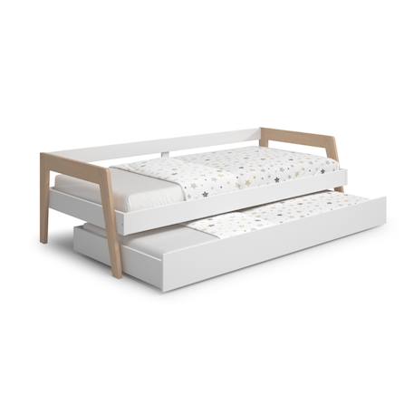Lit avec tiroir 2 couchages - gamme emy Blanc+Vert kaki 5 - vertbaudet enfant 