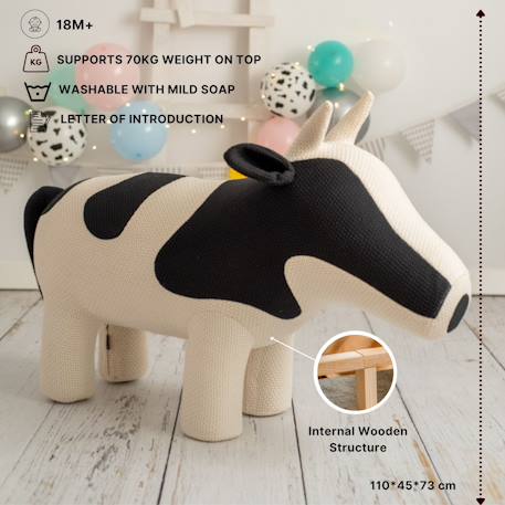 Grande peluche siège d’appoint vache Black and white 5 - vertbaudet enfant 