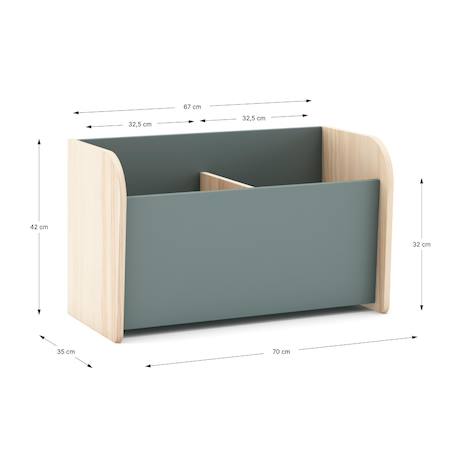 Coffre à jouets 2 niches - gamme simon Blanc+Vert kaki 9 - vertbaudet enfant 