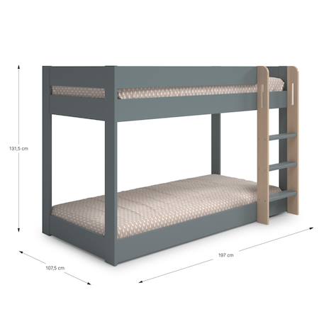 Lits superposés montessori - gamme laura Blanc+Vert kaki 9 - vertbaudet enfant 