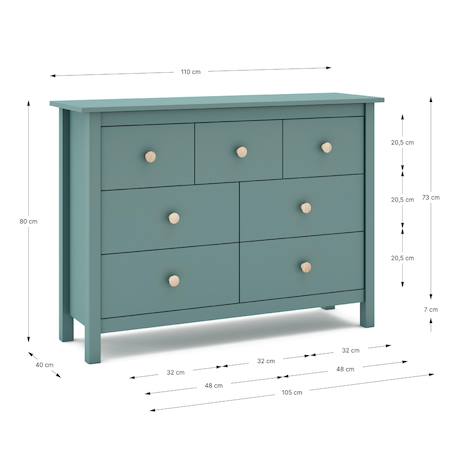 Commode 7 tiroirs poignées interchangeables - gamme camille Vert 3 - vertbaudet enfant 