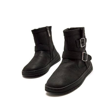 Bottines filles synthétique fermeture éclair barefoot Black+Brown 3 - vertbaudet enfant 