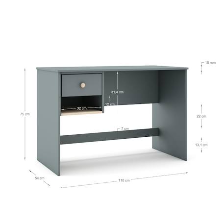 Bureau modulable 1 tiroir - gamme simon Blanc+Vert kaki 9 - vertbaudet enfant 