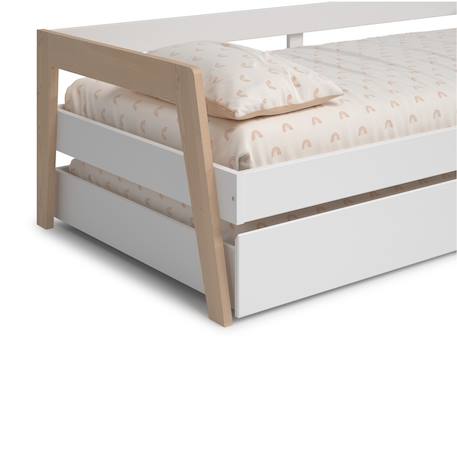 Lit avec tiroir 2 couchages - gamme emy Blanc+Vert kaki 6 - vertbaudet enfant 